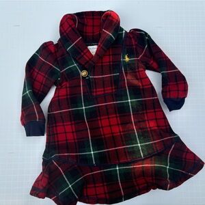 Ralph Lauren Tartan Plaid Dress Baby Girls 9 Months Holiday Dressy Long Sleeve